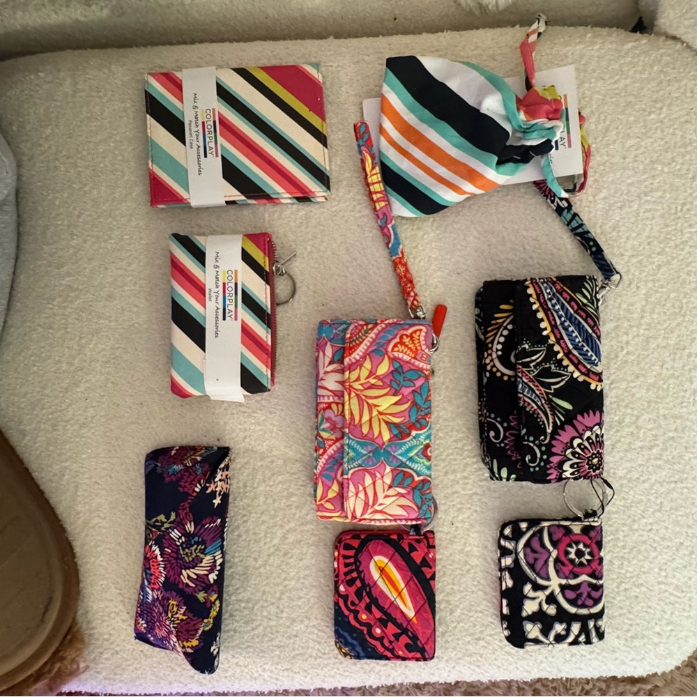 Colorful Patterned Wallet and Pouch Set